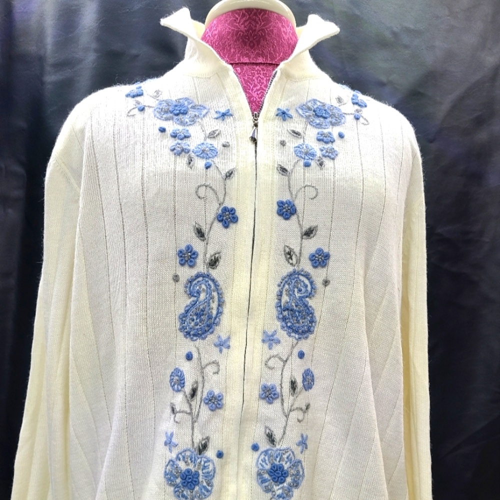 New Alfred Dunnar Knit Zip-up Sweater XL